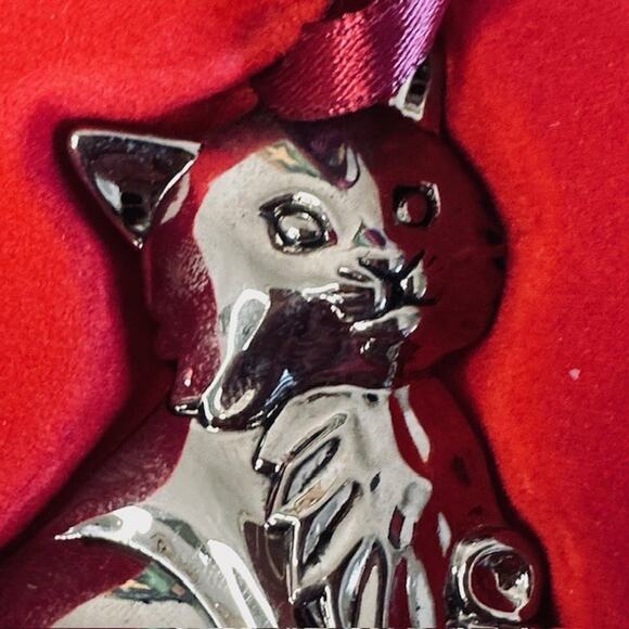 Gorham Christmas Ornaments CATS Set of 3 Nickel plated/ Silver color Original BX - Picture 11 of 16